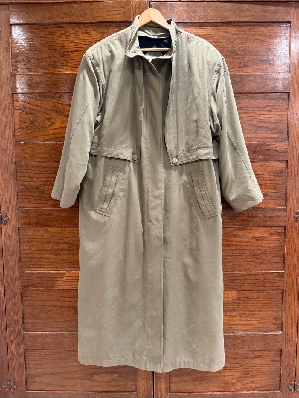 Vintage 80s American Bazaar 12 lined long duster Trench Coat jacket Storm Flap